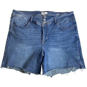 Nicole Miller Soho High Rise Cut Off Denim Shorts Raw Hem Light Wash 14 Retro